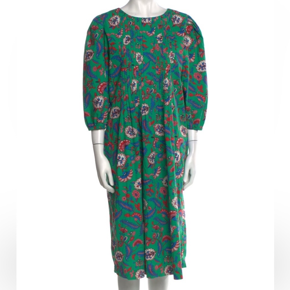 Clare V Green Puff Sleeve Peasant Dress Medium